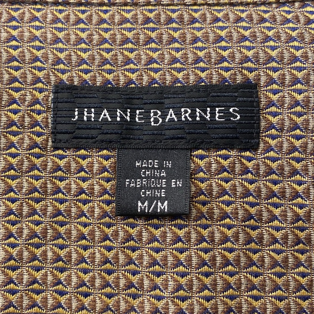 Men's Jhane Barnes Blue Starburst Patterned Silk+Cotton Button-Down Shirt - Picture 16 of 16